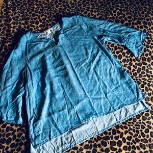 Women’s size 18 Coldwater Creek blue jean, bell sleeved blouse